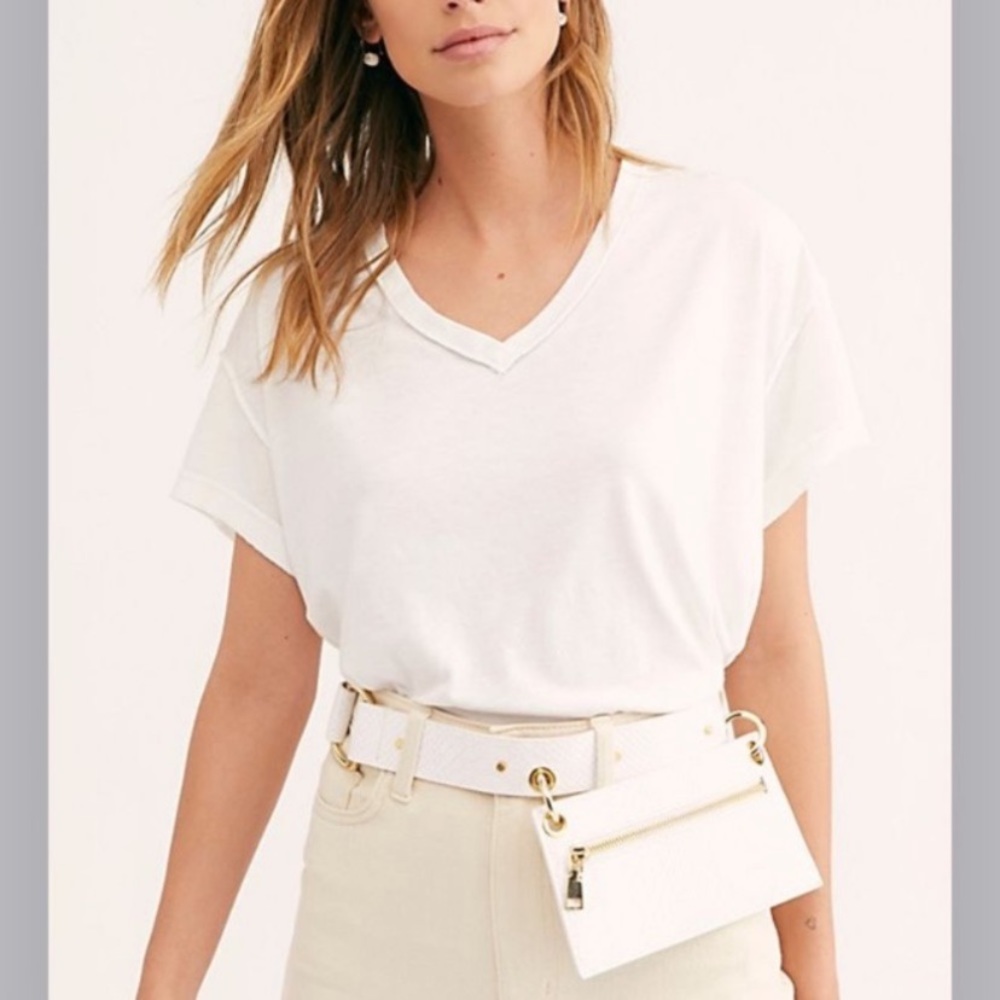 Free People All Mine Open Back Tee in Ivory NWT